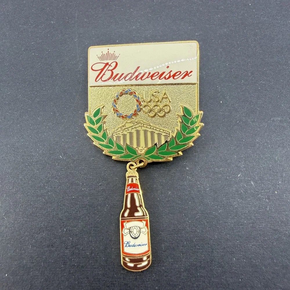 Athens 2004 Olympics Team USA Budweiser Beer Bottle Dangle Pin Aminco Rare